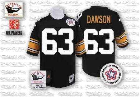 Men's Authentic Dermontti Dawson Mitchell and Ness Jersey Black Home - #63 Throwback NFL Pittsburgh Steelers